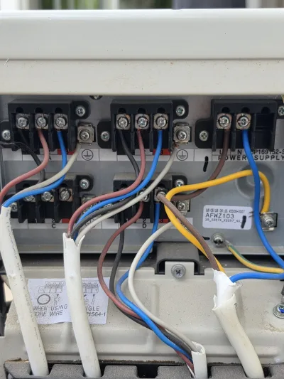 Dış ünite klemens bağlantıları ve besleme hattı
